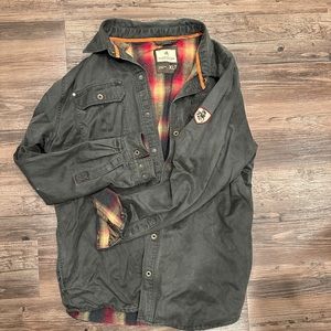 XL-tall water resistant snap jacket with flannel lining
